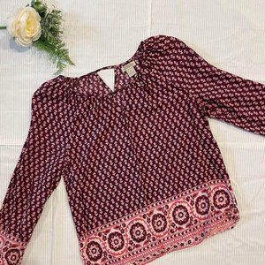 Lucky Brand Jeans Women's Woodblock banded top-maroon size small